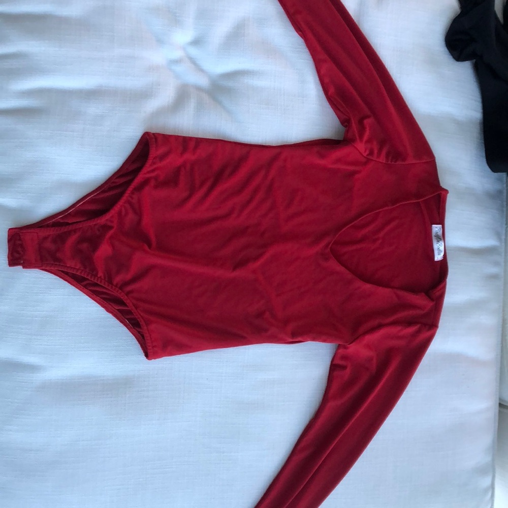 Bodysuit V neck long sleeves